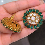 Inayat Stud Earrings (Emerald Green) - Zevar King