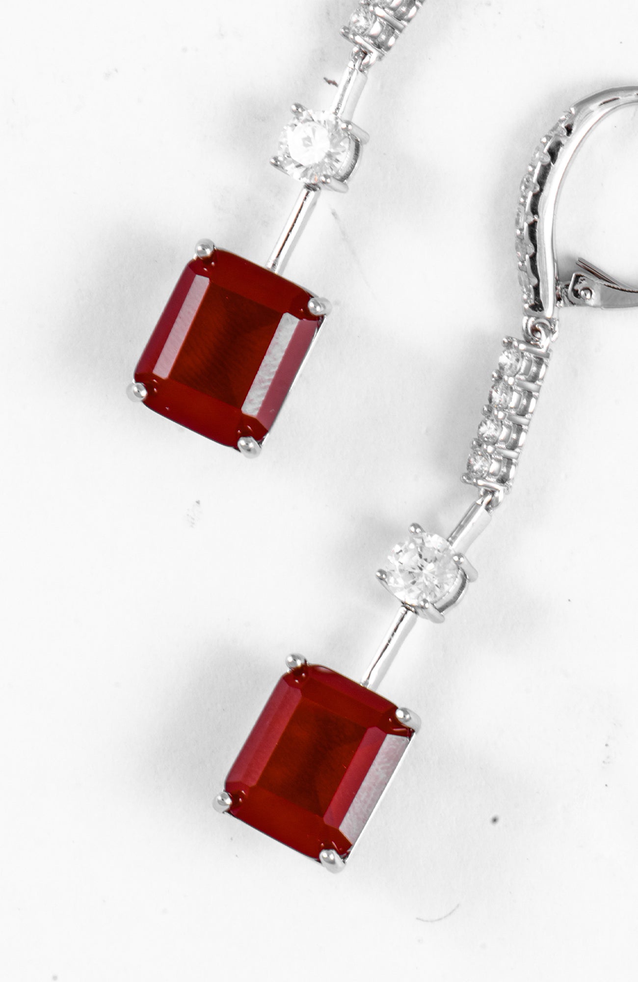 Margaret Emerald Cut Long Diamanté Earrings