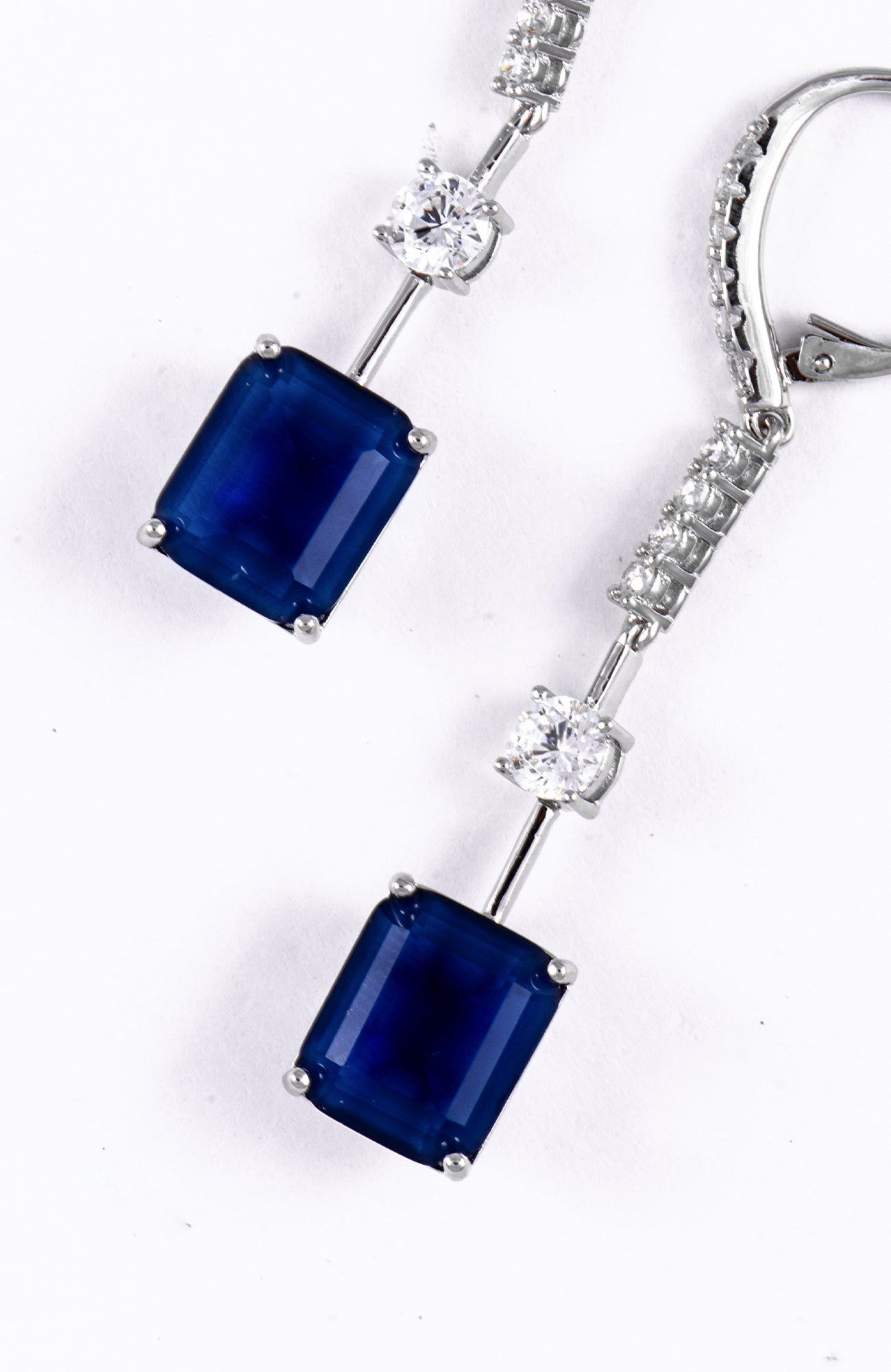 Margaret Emerald Cut Long Diamanté Earrings