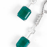 Margaret Emerald Cut Long Diamanté Earrings