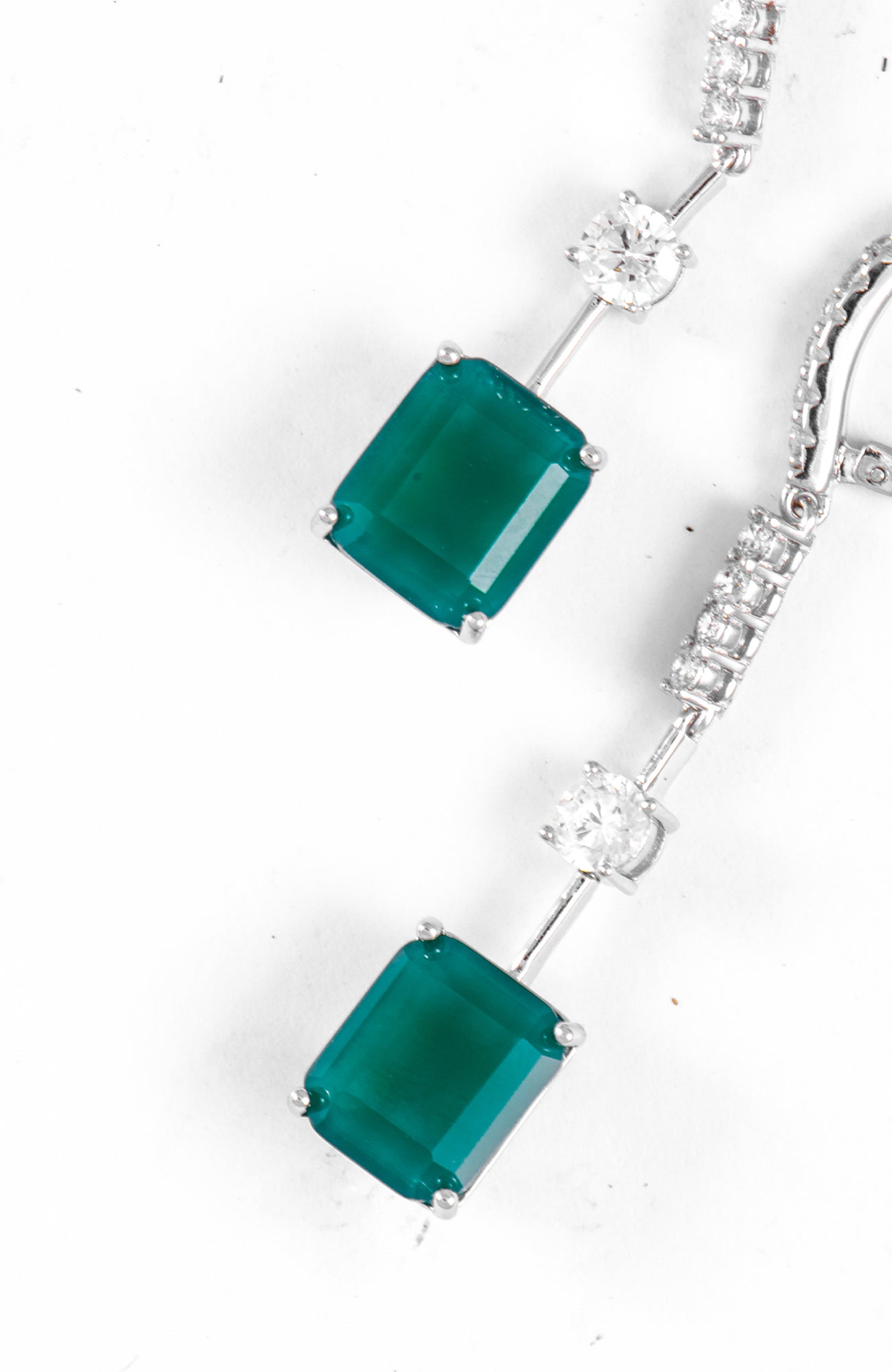 Margaret Emerald Cut Long Diamanté Earrings