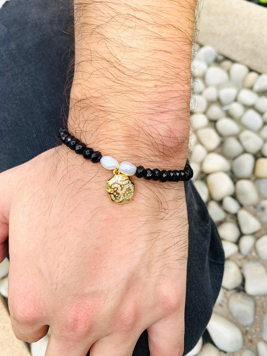 Black Onyx Bracelet with Bronze Beads – Luxar
