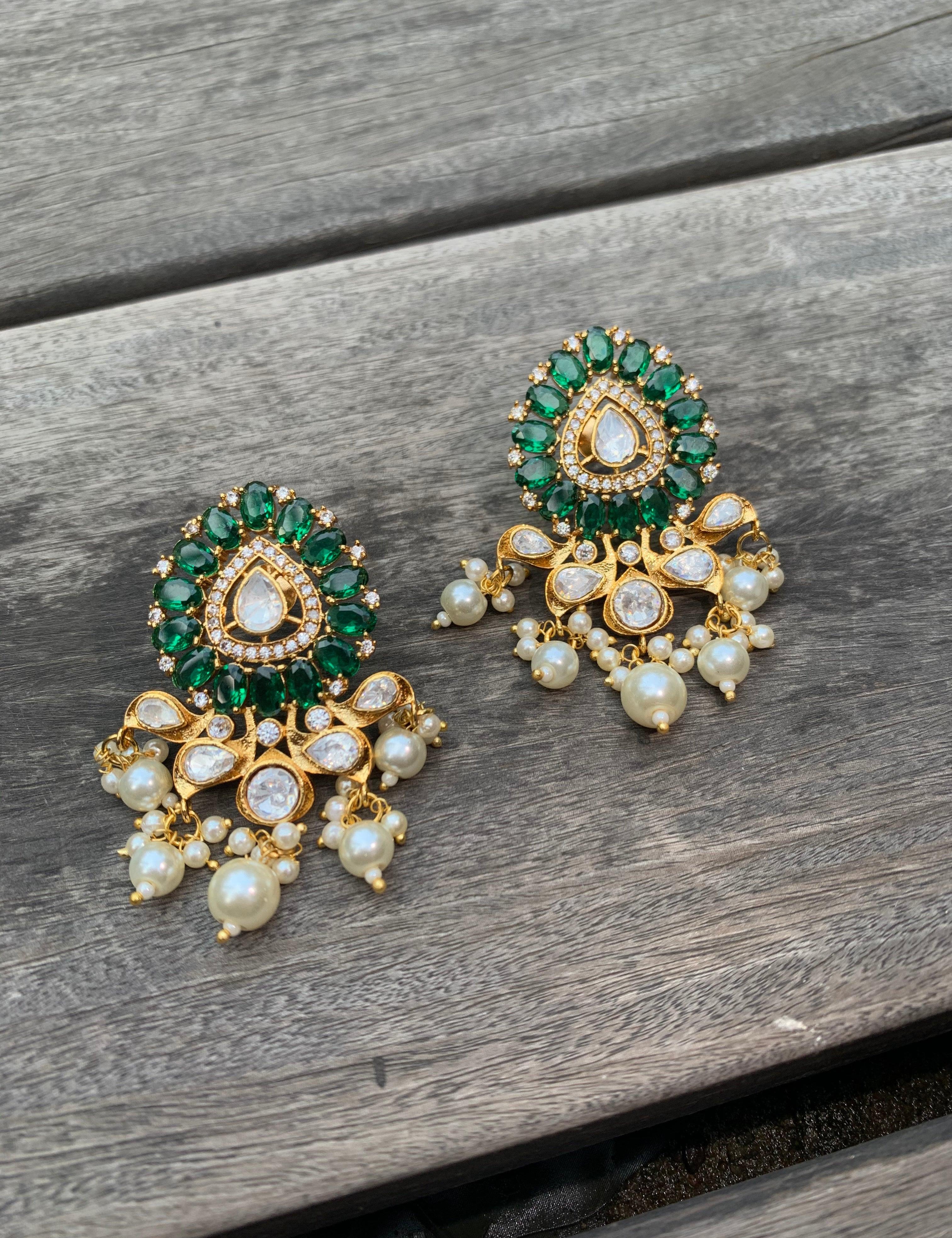 Emerald Rubina Stud Earrings - Zevar King