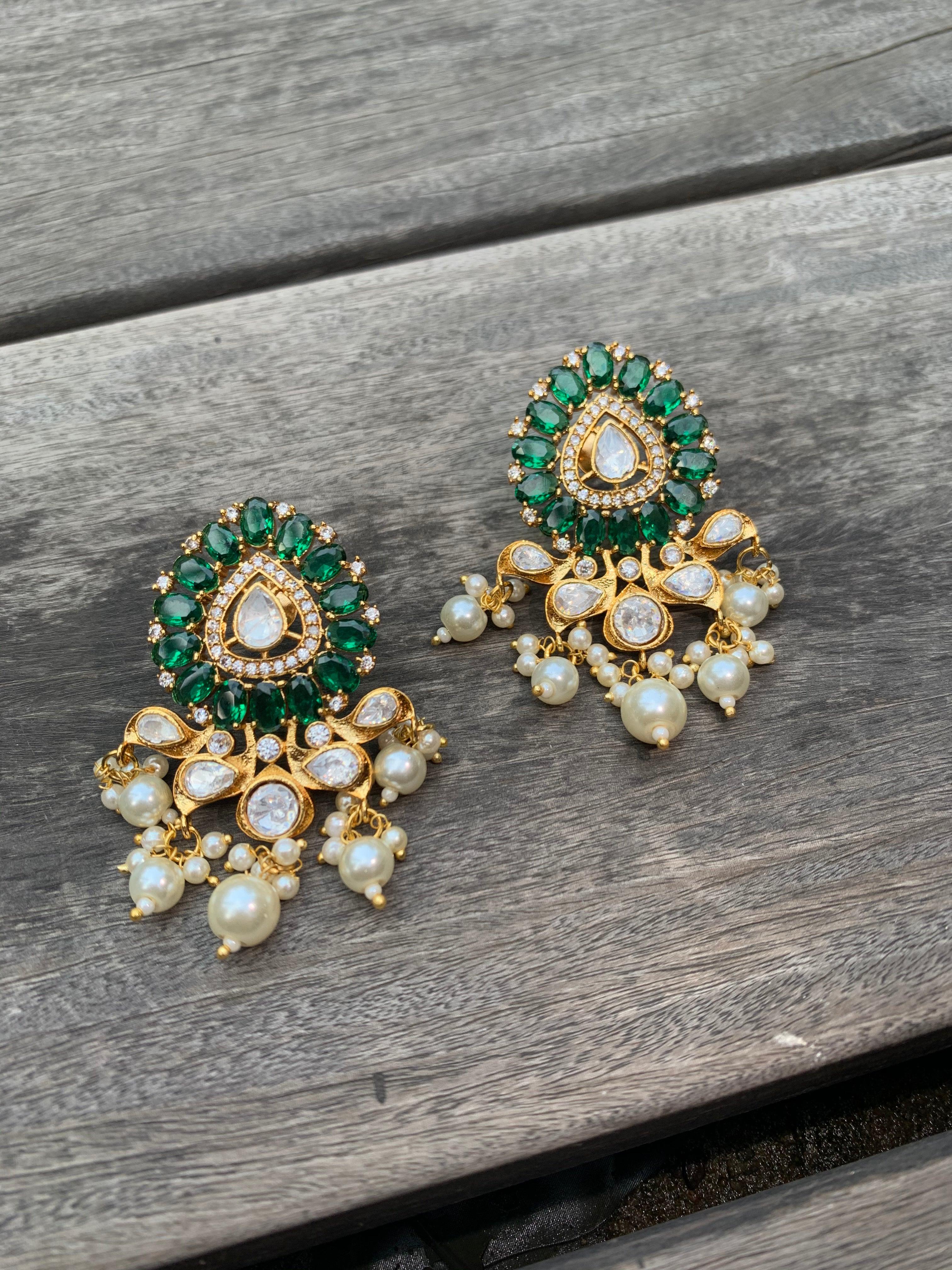 Emerald Rubina Stud Earrings - Zevar King