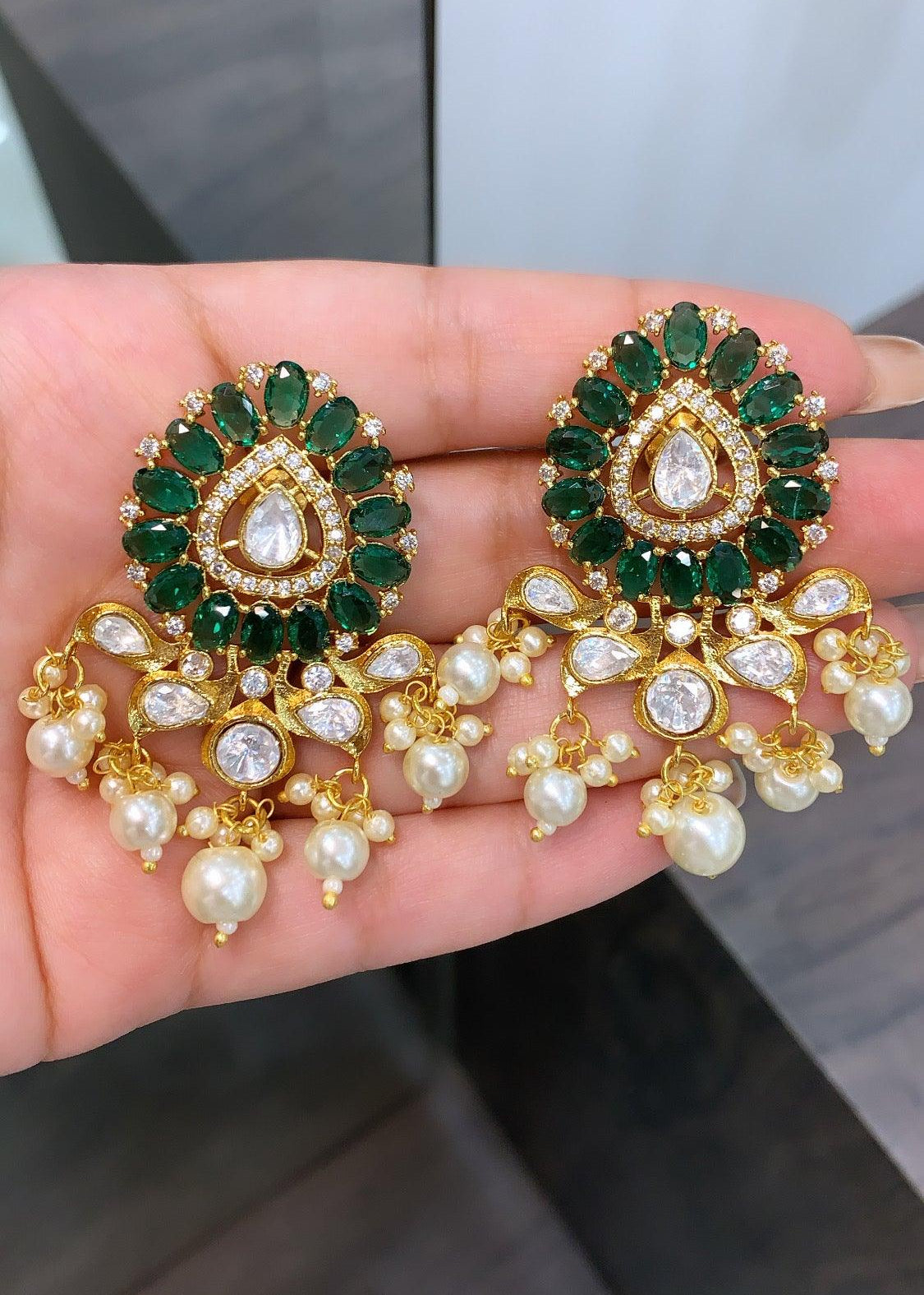 Emerald Rubina Stud Earrings - Zevar King