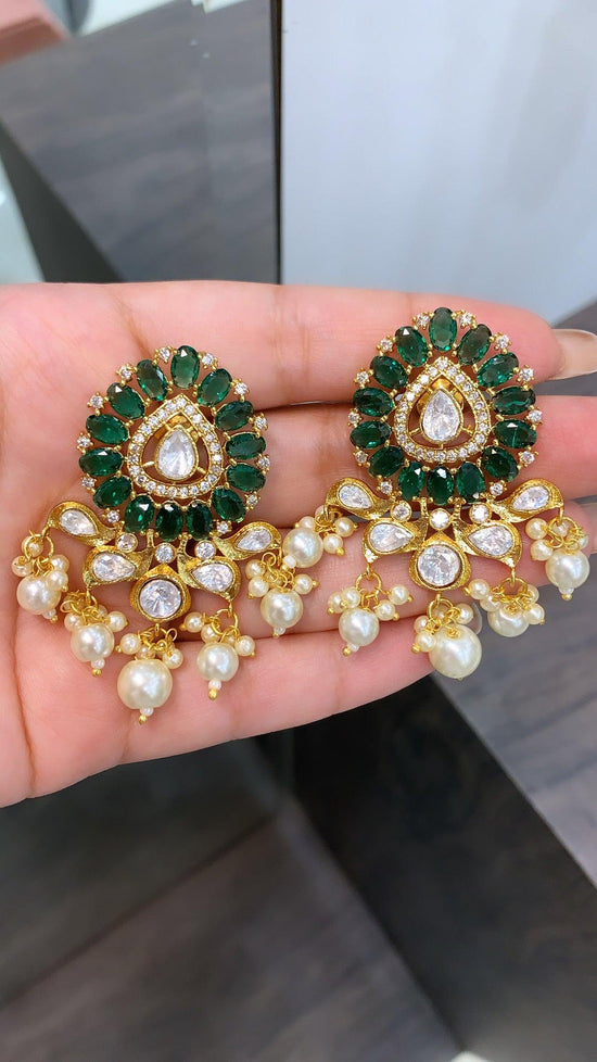 Emerald Rubina Stud Earrings - Zevar King