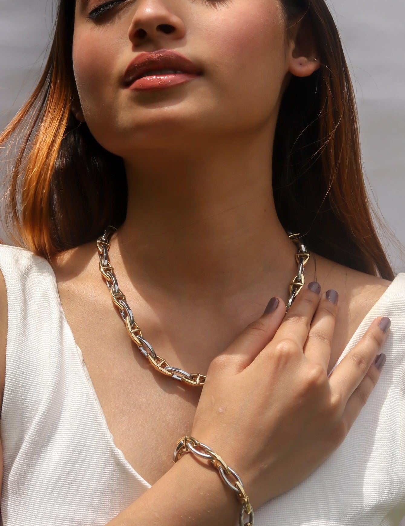 Selene Link Chain Necklace and Bracelet - Zevar King