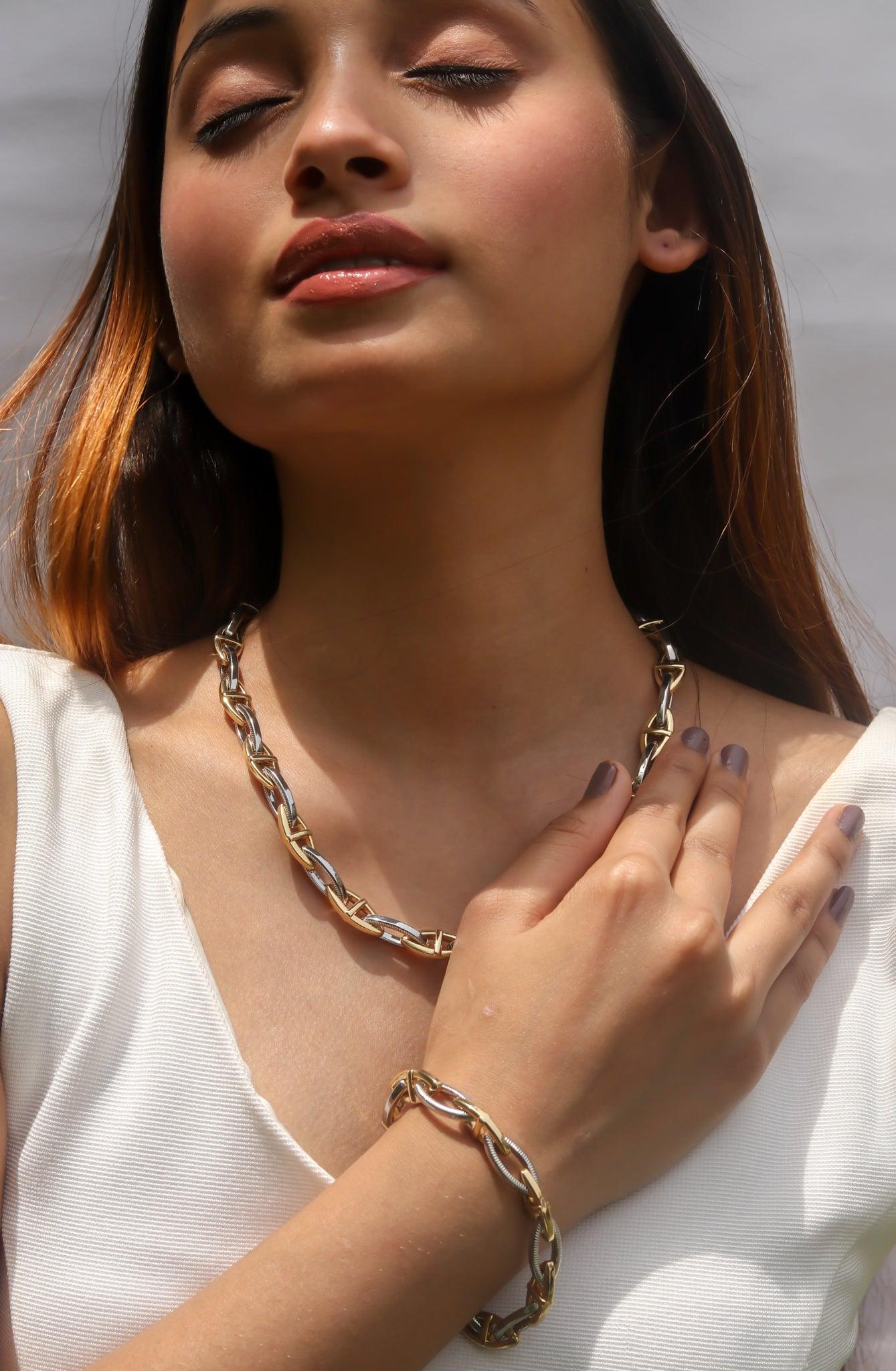 Load image into Gallery viewer, Selene Link Chain Necklace and Bracelet - Zevar King
