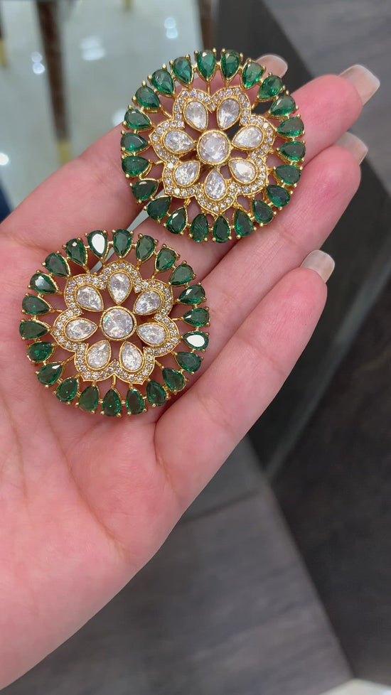 Saira Stud Earrings (Emerald Green)