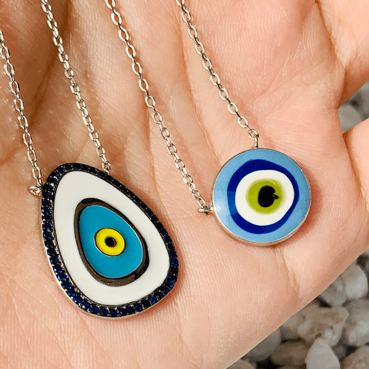 92.5 Silver Evil Eye Necklaces - Zevar King