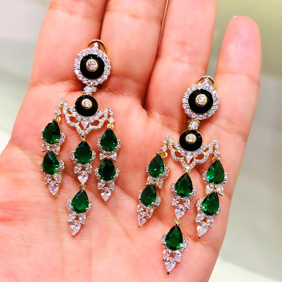 Nur Jahan Green Onyx Earrings - Zevar King