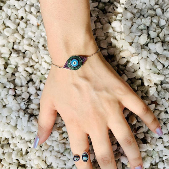 92.5 Silver Evil Eye Rings - Zevar King