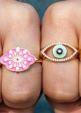 Evil Eye Adjustable Ring - Zevar King